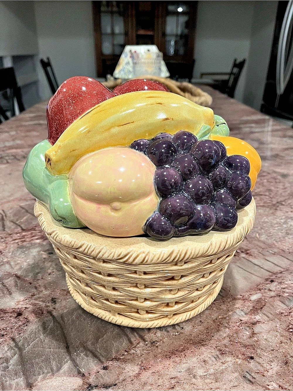 Vintage Ceramic Fruit Basket Cookie Jar